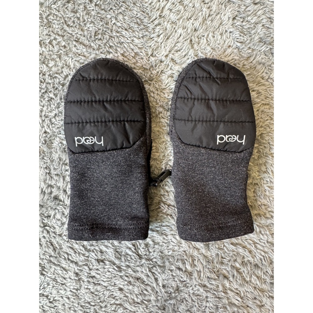Head Unisex Hybrid Mittens XS Black Gray Fleece Faux Fur Lining